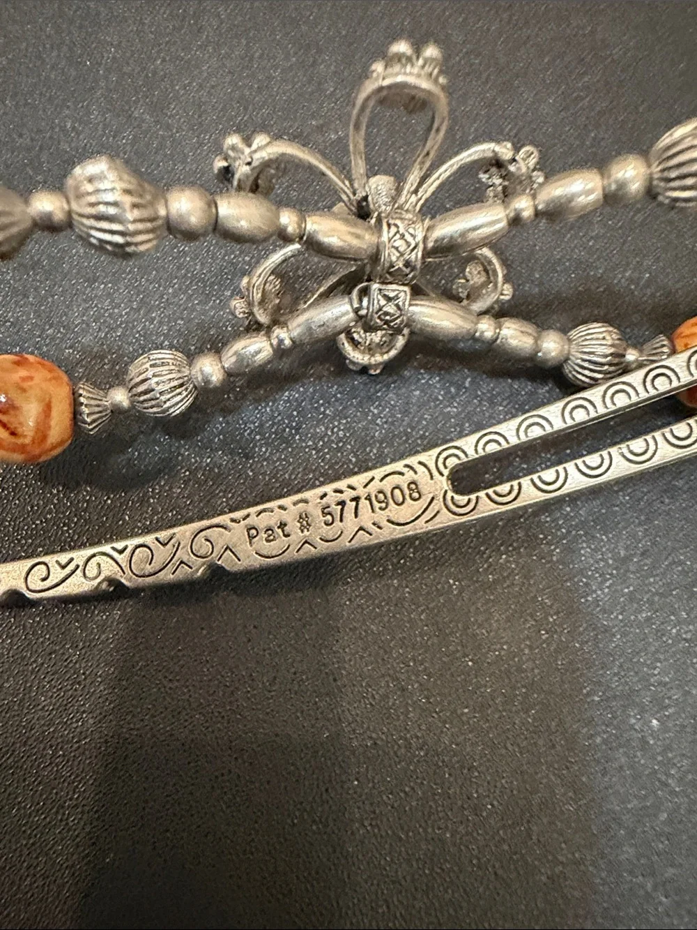 Women’s Decorative Silver-Tone Hair Clips with Beads - Set of 5